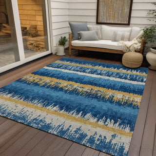 Piper Looms Chantille Stripes ACN1013 Navy Machine Washable Area Rug Outdoor Lifestyle Image Feature