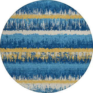 Piper Looms Chantille Stripes ACN1013 Navy Machine Washable Area Rug Round Main Image