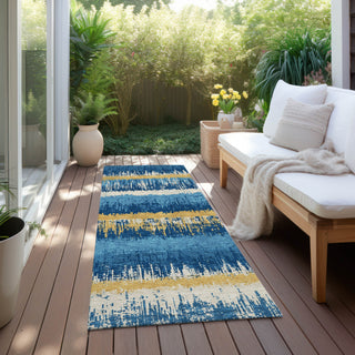 Piper Looms Chantille Stripes ACN1013 Navy Machine Washable Area Rug Runner Outdoor Lifestyle Image Feature