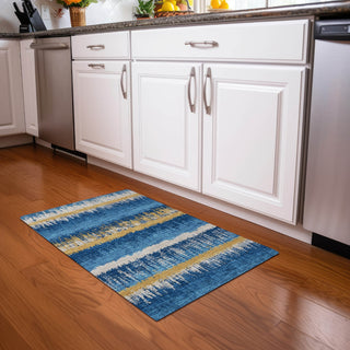 Piper Looms Chantille Stripes ACN1013 Navy Machine Washable Area Rug Scatter Lifestyle Image Feature
