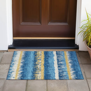 Piper Looms Chantille Stripes ACN1013 Navy Machine Washable Area Rug Scatter Outdoor Lifestyle Image Feature