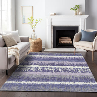 Piper Looms Chantille Stripes ACN1013 Purple Machine Washable Area Rug Lifestyle Image Feature