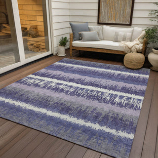 Piper Looms Chantille Stripes ACN1013 Purple Machine Washable Area Rug Outdoor Lifestyle Image Feature