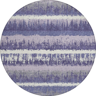 Piper Looms Chantille Stripes ACN1013 Purple Machine Washable Area Rug Round Main Image