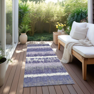 Piper Looms Chantille Stripes ACN1013 Purple Machine Washable Area Rug Runner Outdoor Lifestyle Image Feature