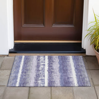 Piper Looms Chantille Stripes ACN1013 Purple Machine Washable Area Rug Scatter Outdoor Lifestyle Image Feature