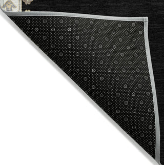 Piper Looms Chantille Oriental ACN1014 Black Machine Washable Area Rug Backing Image