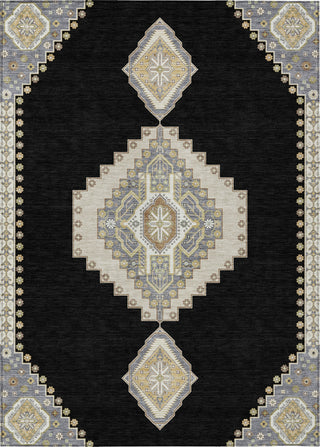 Piper Looms Chantille Oriental ACN1014 Black Machine Washable Area Rug main image