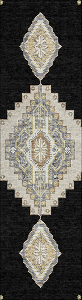 Piper Looms Chantille Oriental ACN1014 Black Machine Washable Area Rug Runner Main Image