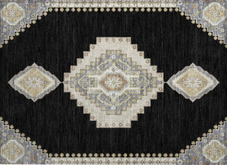 Piper Looms Chantille Oriental ACN1014 Black Machine Washable Area Rug Scatter Main Image