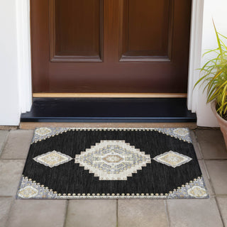 Piper Looms Chantille Oriental ACN1014 Black Machine Washable Area Rug Scatter Outdoor Lifestyle Image Feature