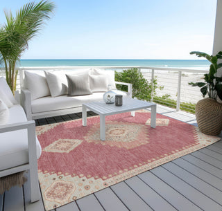 Piper Looms Chantille Oriental ACN1014 Blush Machine Washable Area Rug Outdoor Lifestyle Image Feature