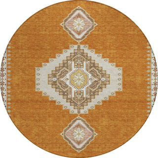 Piper Looms Chantille Oriental ACN1014 Copper Machine Washable Area Rug Round Main Image