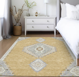 Piper Looms Chantille Oriental ACN1014 Gold Machine Washable Area Rug Lifestyle Image Feature