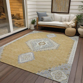 Piper Looms Chantille Oriental ACN1014 Gold Machine Washable Area Rug Outdoor Lifestyle Image Feature