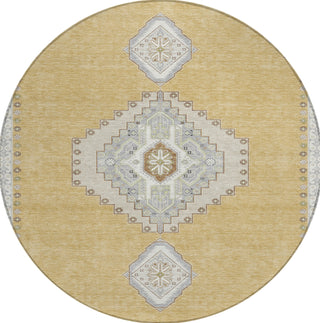 Piper Looms Chantille Oriental ACN1014 Gold Machine Washable Area Rug Round Main Image