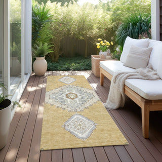 Piper Looms Chantille Oriental ACN1014 Gold Machine Washable Area Rug Runner Outdoor Lifestyle Image Feature