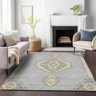 Piper Looms Chantille Oriental ACN1014 Gray Machine Washable Area Rug Lifestyle Image Feature