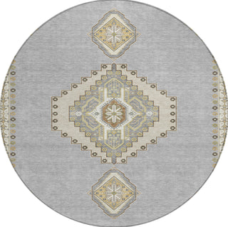 Piper Looms Chantille Oriental ACN1014 Gray Machine Washable Area Rug Round Main Image