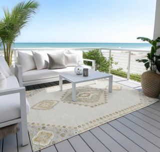Piper Looms Chantille Oriental ACN1014 Ivory Machine Washable Area Rug Outdoor Lifestyle Image Feature