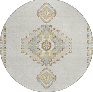 Piper Looms Chantille Oriental ACN1014 Ivory Machine Washable Area Rug Round Main Image