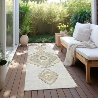 Piper Looms Chantille Oriental ACN1014 Ivory Machine Washable Area Rug Runner Outdoor Lifestyle Image Feature