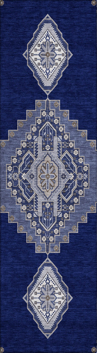 Piper Looms Chantille Oriental ACN1014 Navy Machine Washable Area Rug Runner Main Image