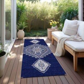 Piper Looms Chantille Oriental ACN1014 Navy Machine Washable Area Rug Runner Outdoor Lifestyle Image Feature