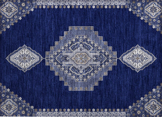 Piper Looms Chantille Oriental ACN1014 Navy Machine Washable Area Rug Scatter Main Image