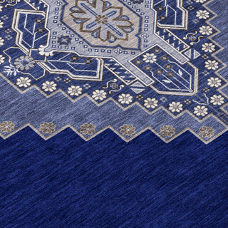 Piper Looms Chantille Oriental ACN1014 Navy Machine Washable Area Rug Swatch Image