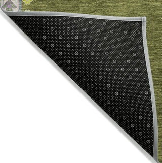 Piper Looms Chantille Oriental ACN1014 Olive Machine Washable Area Rug Backing Image