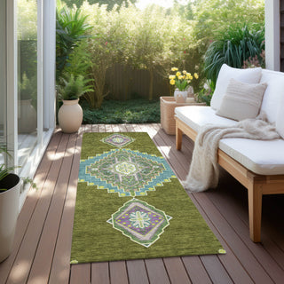 Piper Looms Chantille Oriental ACN1014 Olive Machine Washable Area Rug Runner Outdoor Lifestyle Image Feature