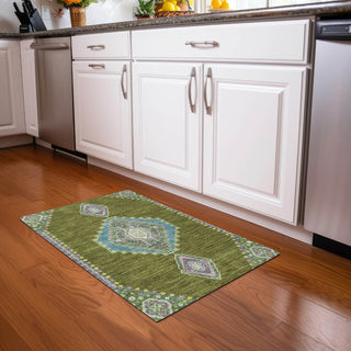 Piper Looms Chantille Oriental ACN1014 Olive Machine Washable Area Rug Scatter Lifestyle Image Feature