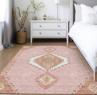 Piper Looms Chantille Oriental ACN1014 Pink Machine Washable Area Rug Lifestyle Image Feature