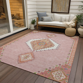 Piper Looms Chantille Oriental ACN1014 Pink Machine Washable Area Rug Outdoor Lifestyle Image Feature