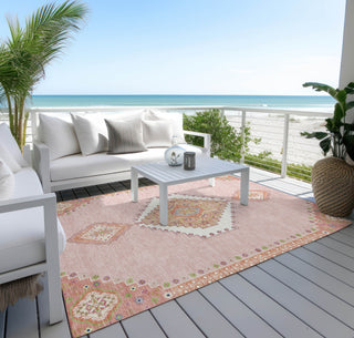 Piper Looms Chantille Oriental ACN1014 Pink Machine Washable Area Rug Outdoor Lifestyle Image Feature