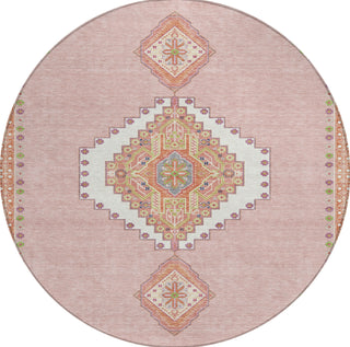 Piper Looms Chantille Oriental ACN1014 Pink Machine Washable Area Rug Round Main Image