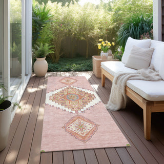 Piper Looms Chantille Oriental ACN1014 Pink Machine Washable Area Rug Runner Outdoor Lifestyle Image Feature