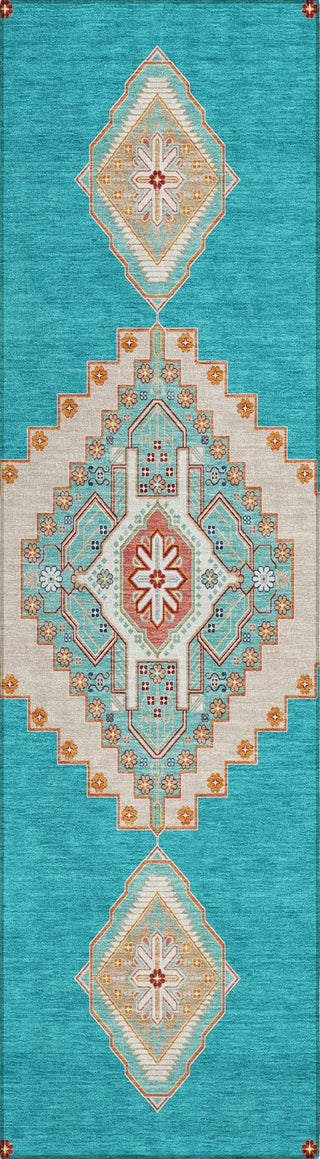 Piper Looms Chantille Oriental ACN1014 Teal Machine Washable Area Rug Runner Main Image