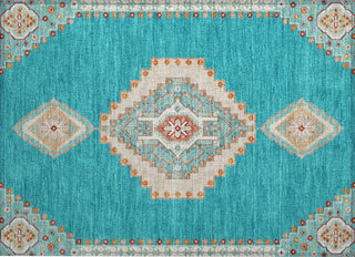Piper Looms Chantille Oriental ACN1014 Teal Machine Washable Area Rug Scatter Main Image