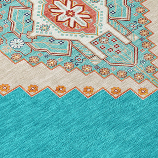 Piper Looms Chantille Oriental ACN1014 Teal Machine Washable Area Rug Swatch Image