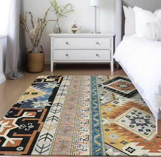 Piper Looms Chantille Aztec ACN1015 Black Machine Washable Area Rug Lifestyle Image Feature