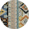 Piper Looms Chantille Aztec ACN1015 Black Machine Washable Area Rug Round Main Image