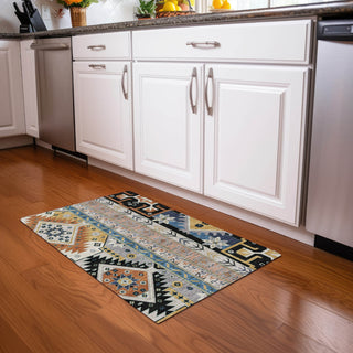 Piper Looms Chantille Aztec ACN1015 Black Machine Washable Area Rug Scatter Lifestyle Image Feature