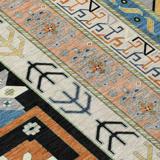 Piper Looms Chantille Aztec ACN1015 Black Machine Washable Area Rug Swatch Image