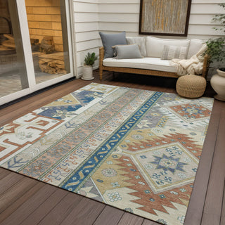 Piper Looms Chantille Aztec ACN1015 Ivory Machine Washable Area Rug Outdoor Lifestyle Image Feature