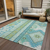 Piper Looms Chantille Aztec ACN1015 Mint Machine Washable Area Rug Outdoor Lifestyle Image Feature