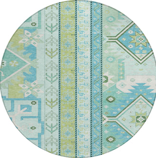 Piper Looms Chantille Aztec ACN1015 Mint Machine Washable Area Rug Round Main Image