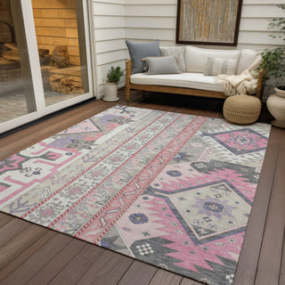 Piper Looms Chantille Aztec ACN1015 Pink Machine Washable Area Rug Outdoor Lifestyle Image Feature