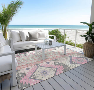 Piper Looms Chantille Aztec ACN1015 Pink Machine Washable Area Rug Outdoor Lifestyle Image Feature